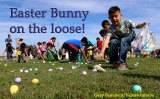 Children race across the Stratford Elementary School field at Saturday's Fourth Annual Kings Lions Easter Egg Hunt.